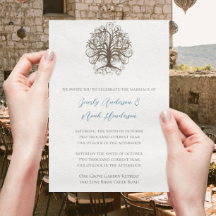 Brown Swirl Tree Roots of Love Wedding Invitation