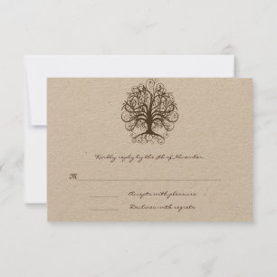 Brown Swirl Tree Wedding Response Card