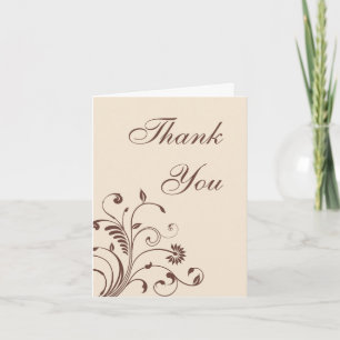 Brown Swirls and Curls Custom Thank You Card