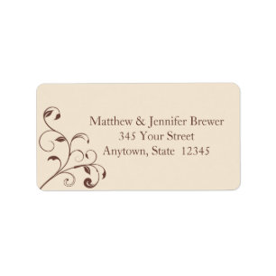 Brown Swirls and Curls Envelope Address Labels