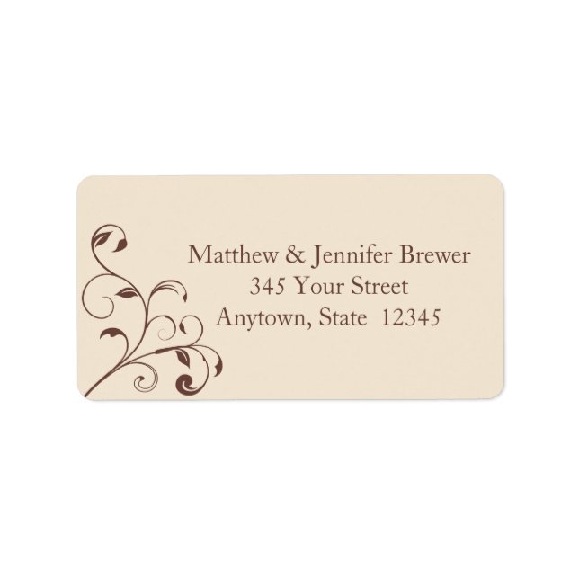 Brown Swirls and Curls Envelope Address Labels (Front)