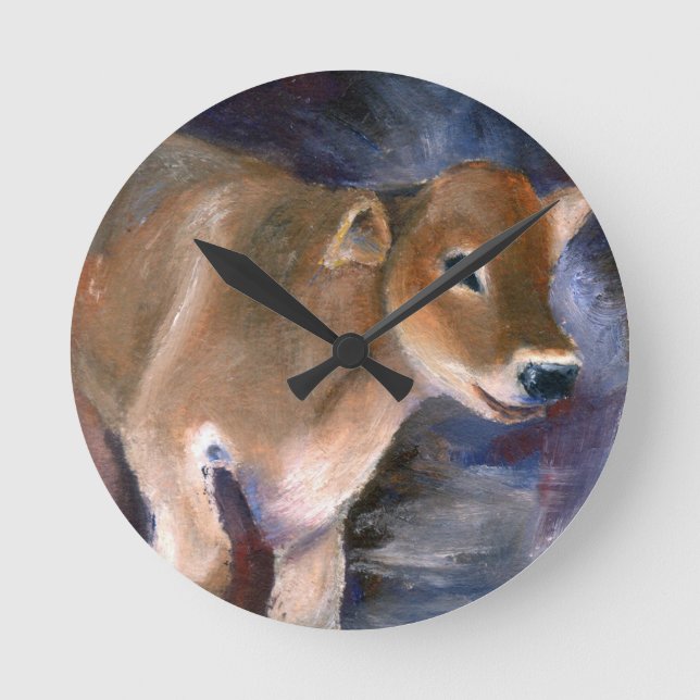 Brown Swiss Calf Wall Clock (Front)