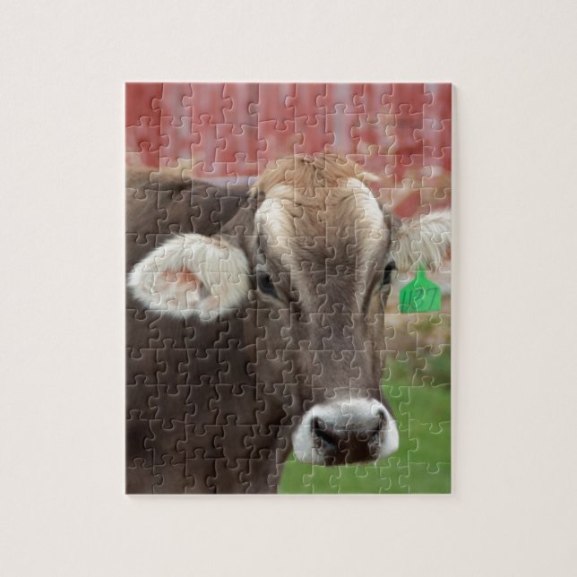 Brown Swiss Cow Jigsaw Puzzle (Vertical)