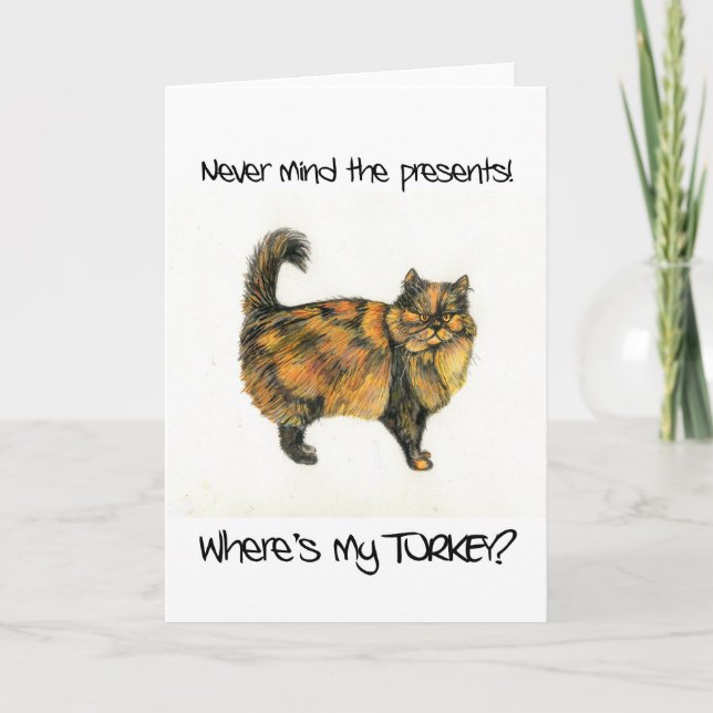 Brown Tabby Cat Christmas Card (Front)