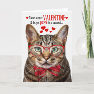 Brown Tabby Cat Feline Humour Valentine's Day Holiday Card