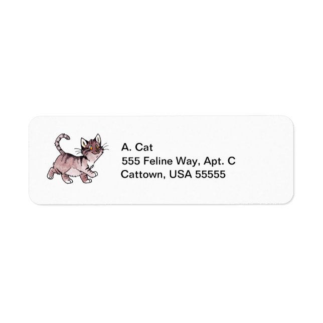Brown Tabby Kitty Return Address Label (Front)