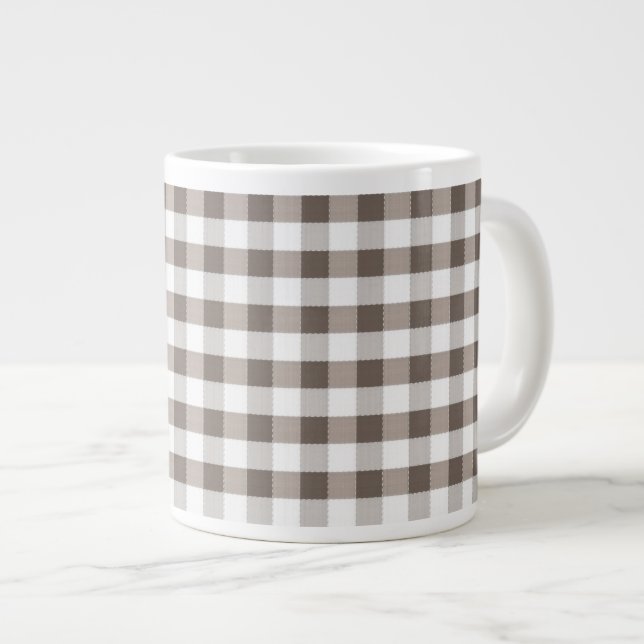 Brown Table Cloth Pattern Large Coffee Mug (Front Right)