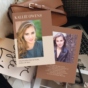 Brown Tan 2 Photo Graduation Announcement