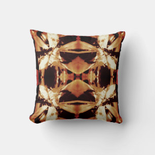 Brown Tan Black Beige Bold Mediterranean Mosaic Cushion