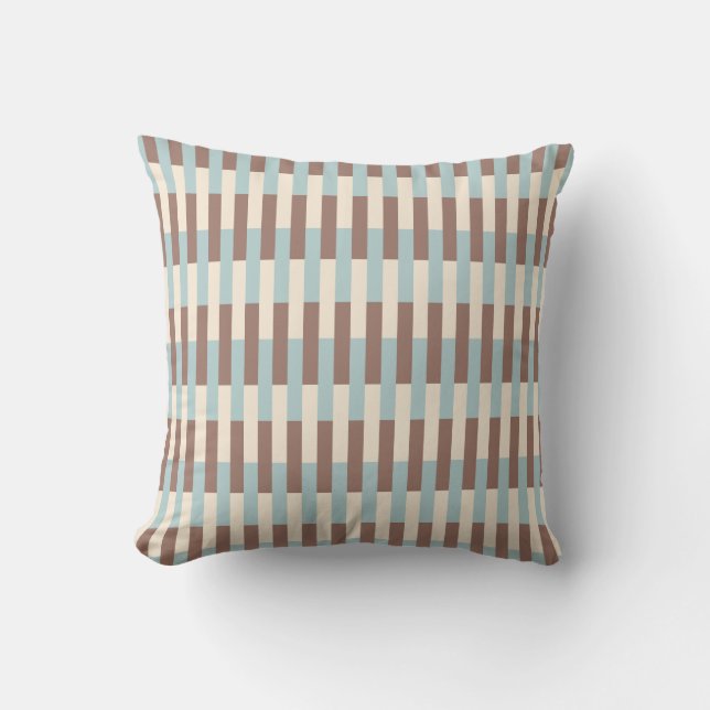 Brown Tan Blue Stripes Cushion (Front)