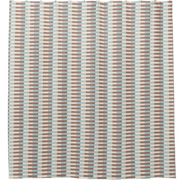 Brown Tan Blue Stripes Shower Curtain (Front)