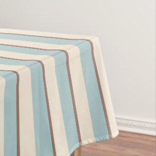 Brown Tan Blue Stripes Tablecloth