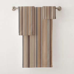 Brown Tan Classic Stripes Bath Towel Set
