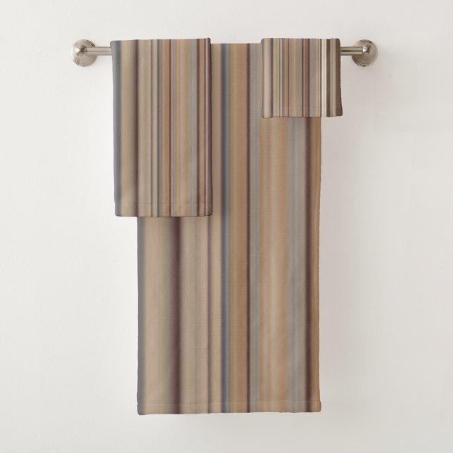 Brown Tan Classic Stripes Bath Towel Set (Insitu)