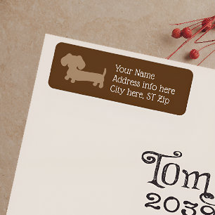 Brown & Tan Dachshund Dog Address Labels