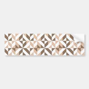 Brown Tan Geometric Cube Pattern Bumper Sticker