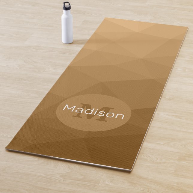 Brown tan geometric mesh pattern Monogram Yoga Mat (In Situ)