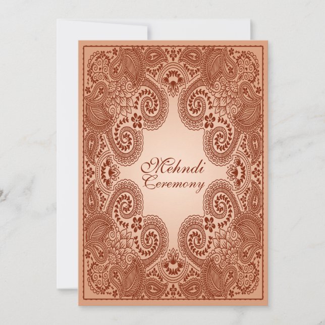 Brown, Tan Henna Mehndi Party Invitation (Front)