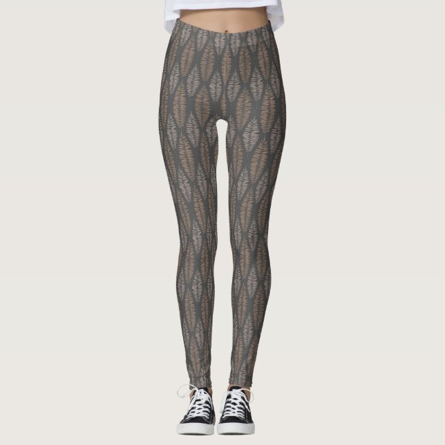 Brown/Tan Leaf Women's Leggings (Front)