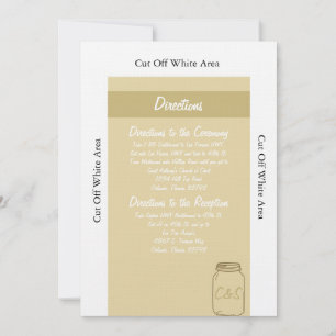 Brown/Tan Mason Jar Wedding Directions Card