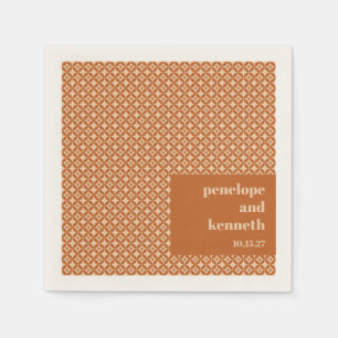 Brown Tan Mid Mod Geometric Chic Wedding Custom Napkin