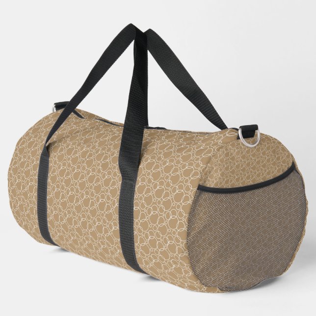 BROWN & TAN MODERN GEOMETRIC BUBBLES DUFFLE BAG (Right Corner)