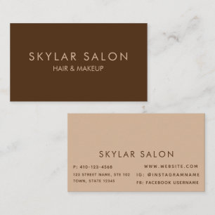 Brown & Tan Professional Hair Makeup  Business Card