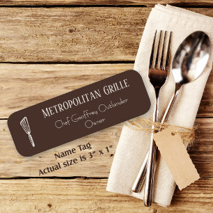 Brown Tan Spatula Restaurant Chef  Name Tag