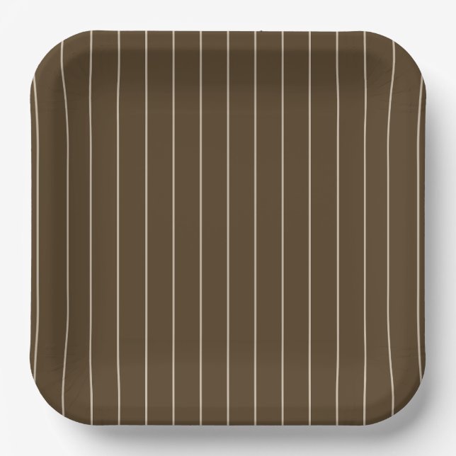 Brown & Tan Striped Paper Plates - 9in  (Front)