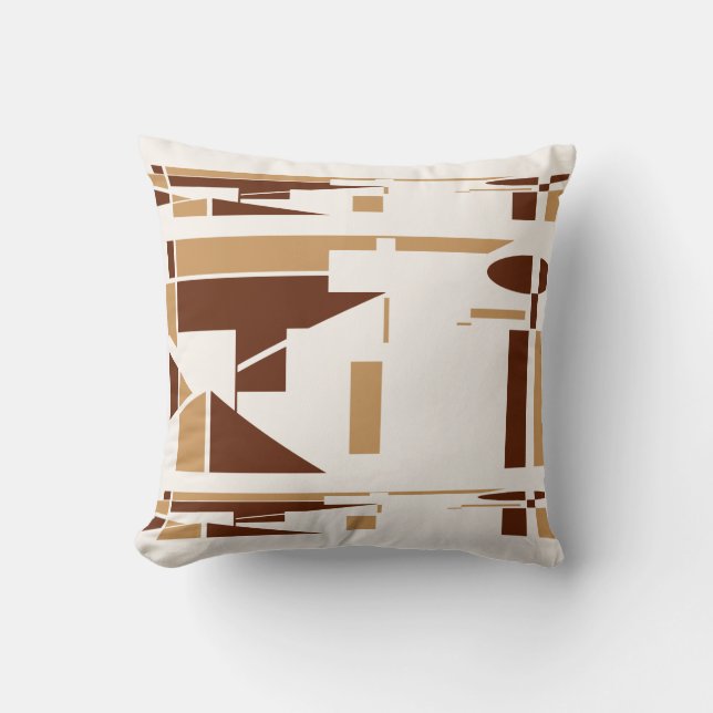 Brown Tan White Southwest Look Minimalist Abstract Cushion (Front)