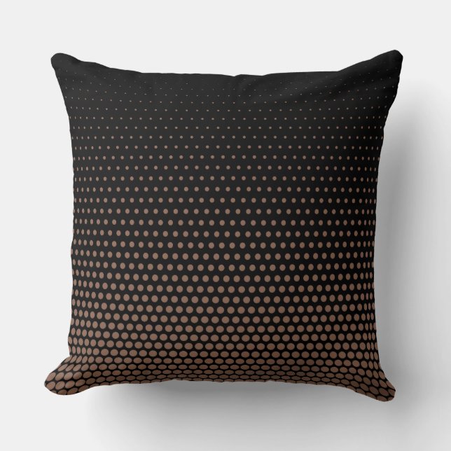 Brown-tangelo Techno Dots Modern Black Cushion (Front)