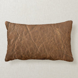 Brown Tanned Leather Texture Background Lumbar Cushion