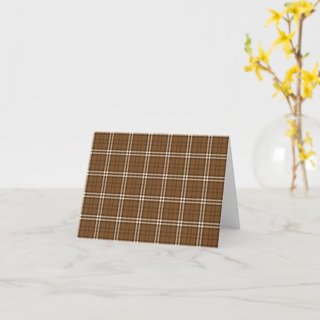 Brown Tartan Card (Yellow Flower)