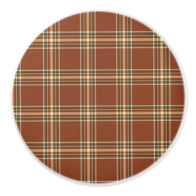 Brown Tartan Ceramic Knob (Front)