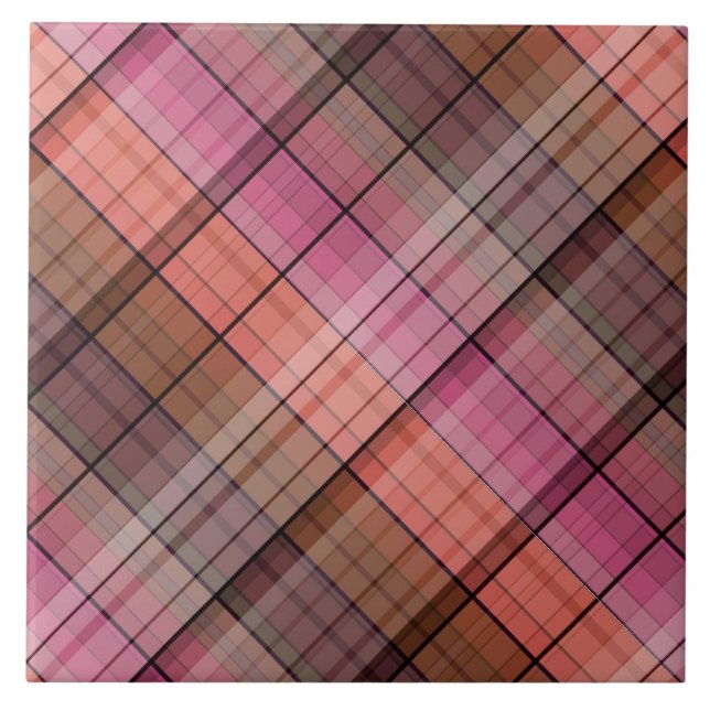 Brown tartan ceramic tile (Front)