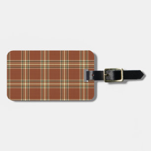 Brown Tartan Luggage Tag w/ leather strap