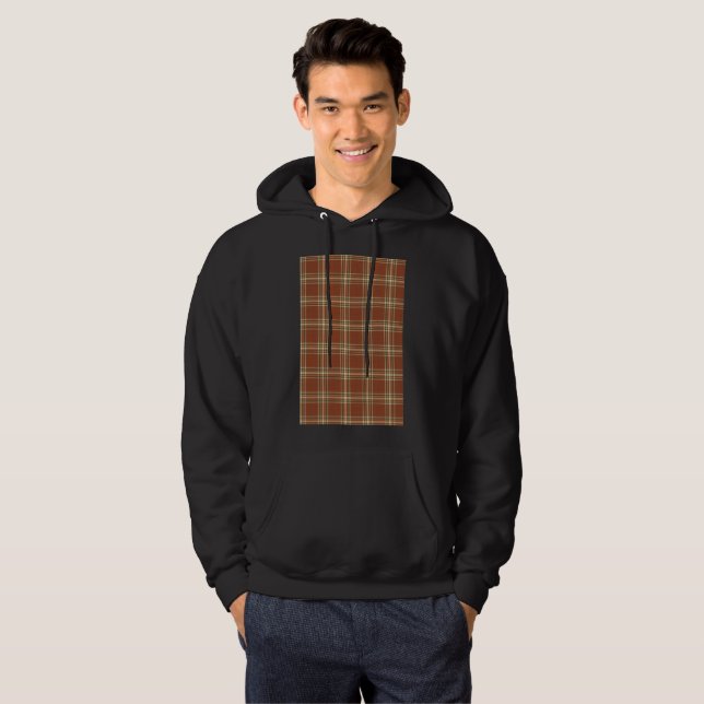 Brown Tartan Men's Basic Hooded Sweatshirt (Front Full)