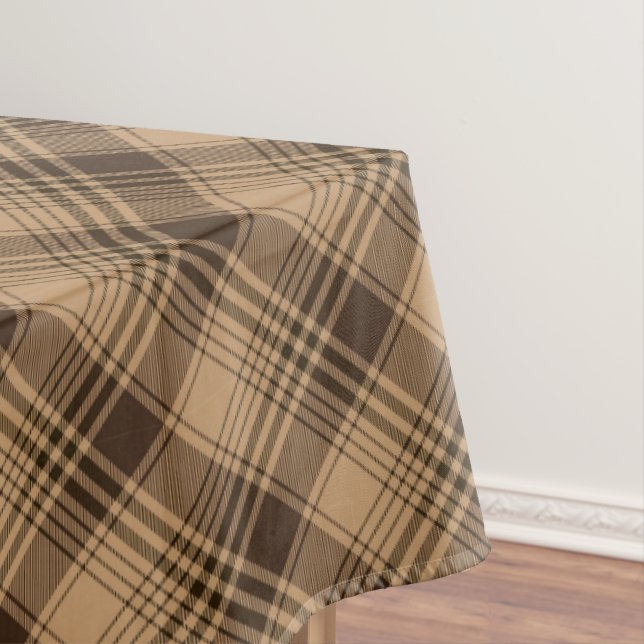 Brown Tartan Plaid Rustic Argyle Pattern Tablecloth (In Situ)