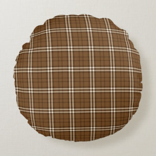 Brown Tartan Round Cushion