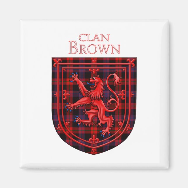 Brown Tartan Scottish Plaid Lion Rampant Magnet (Front)