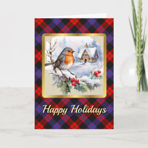 Brown Tartan w/Robin Personalised  Card