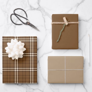 Brown Tartan Wrapping Paper Sheet