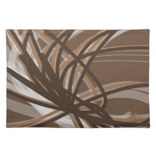 Brown Taupe & Beige Artistic Abstract Ribbons Placemat