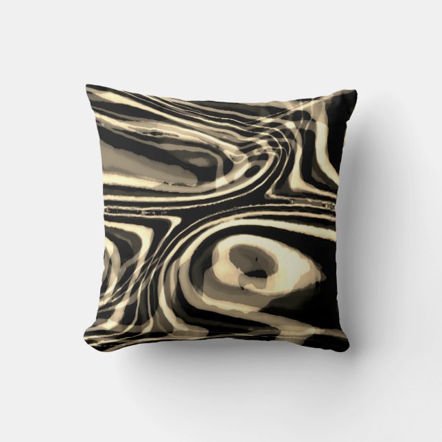 Brown Taupe Tan Beige Swirling Lines Design Cushion (Front)