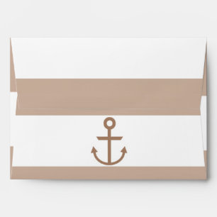 Brown Taupe & White Striped Anchor Envelopes