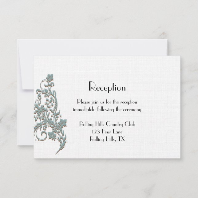 Brown Teal Art Deco Posh Wedding Reception Invitation (Front)