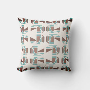Brown Teal Off-white Small Geometric Pieces Motif Cushion