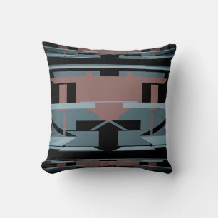 Brown Teal Seafoam on Black Southwest Art Mosaic Cushion