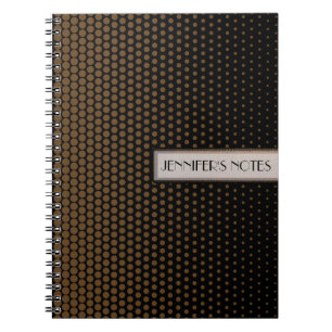 Brown Techno Dots Elegant Black Notebook