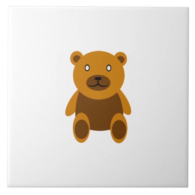 Brown teddy bear clipart ceramic tile (Front)